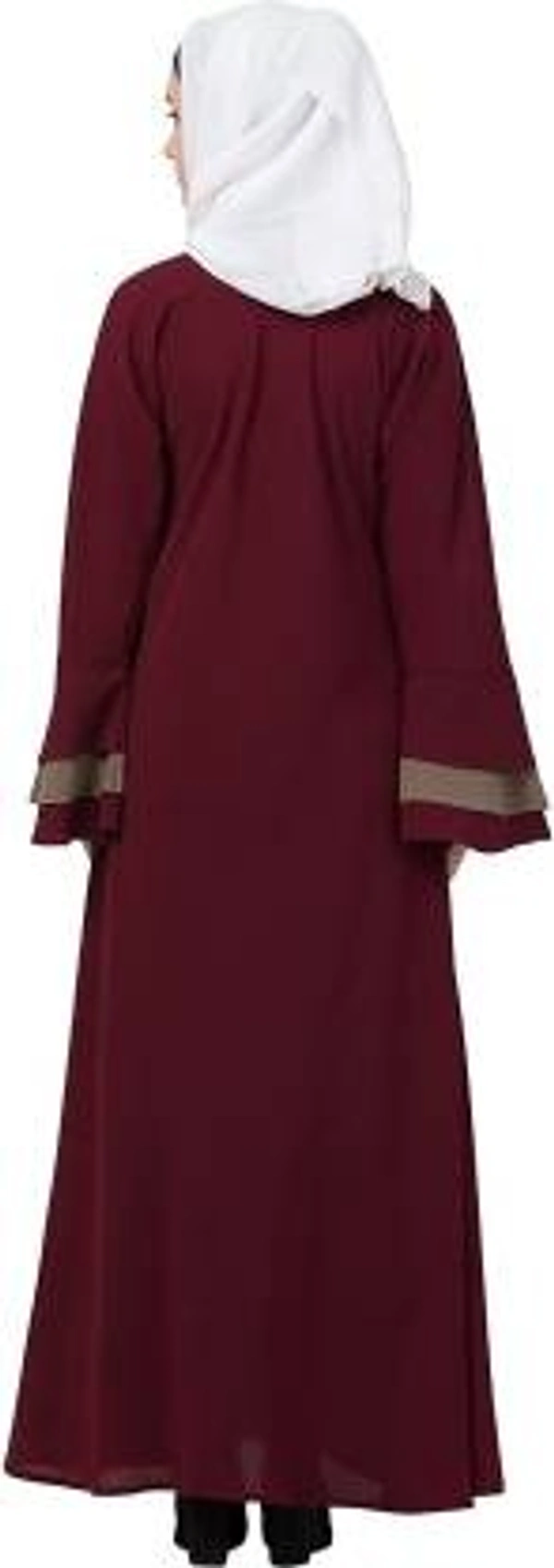 Humeira Abaya Branded Dubai Style Simple Neck Button Abaya in Al Nida Fabric (Maroon) - 54, 300 gms